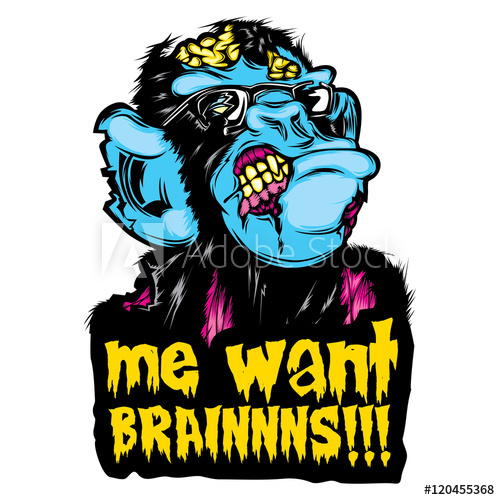 500x500 Zombie Monkey Chimp Colorful Pop Culture Halloween Sticker Me