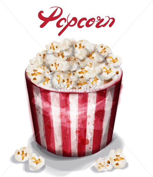 Pop Corn Box Vector Watercolor Fresh Cinema Detailed Template 520x600 Pop Corn Box Vector Watercolor Fresh Cinema Detailed Template