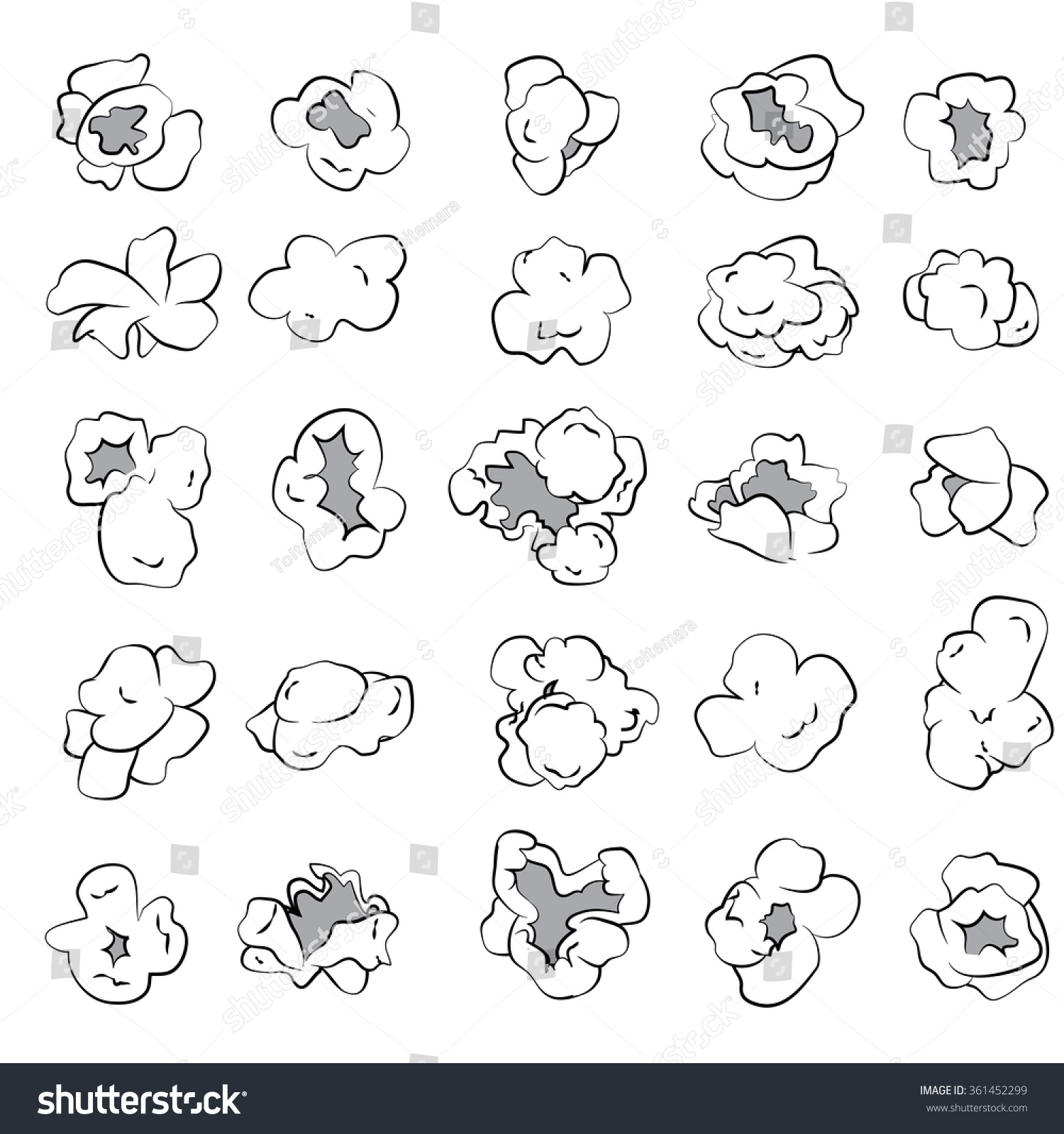 1500x1600 Popcorn Kernel Drawing Hand Drawn Set Popcorn Popcorn Stock