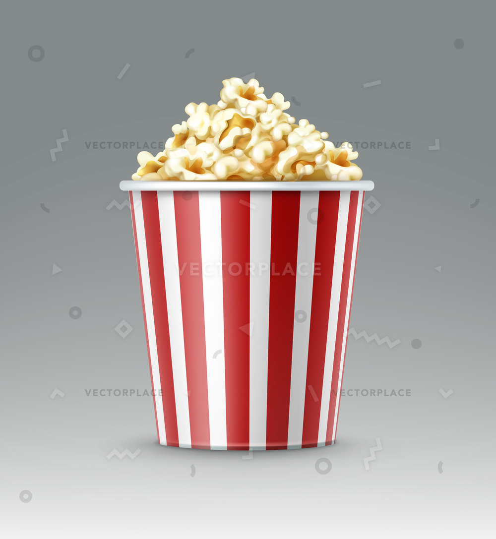1000x1087 White Red Striped Bucket Popcorn Kernels Vector Illustration