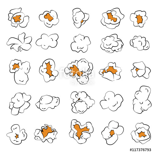 500x500 Hand Drawn Popcorn Of Various Forms Isolated Popcorn Slices