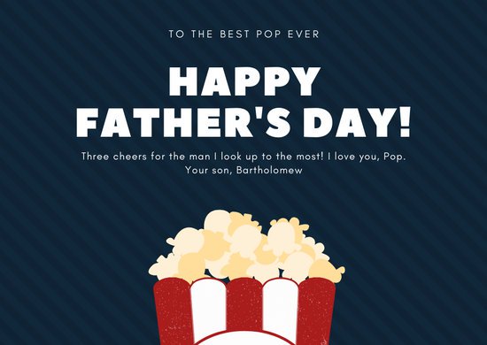 550x390 Dark Blue Stripes With Popcorn Vector Father's Day Card