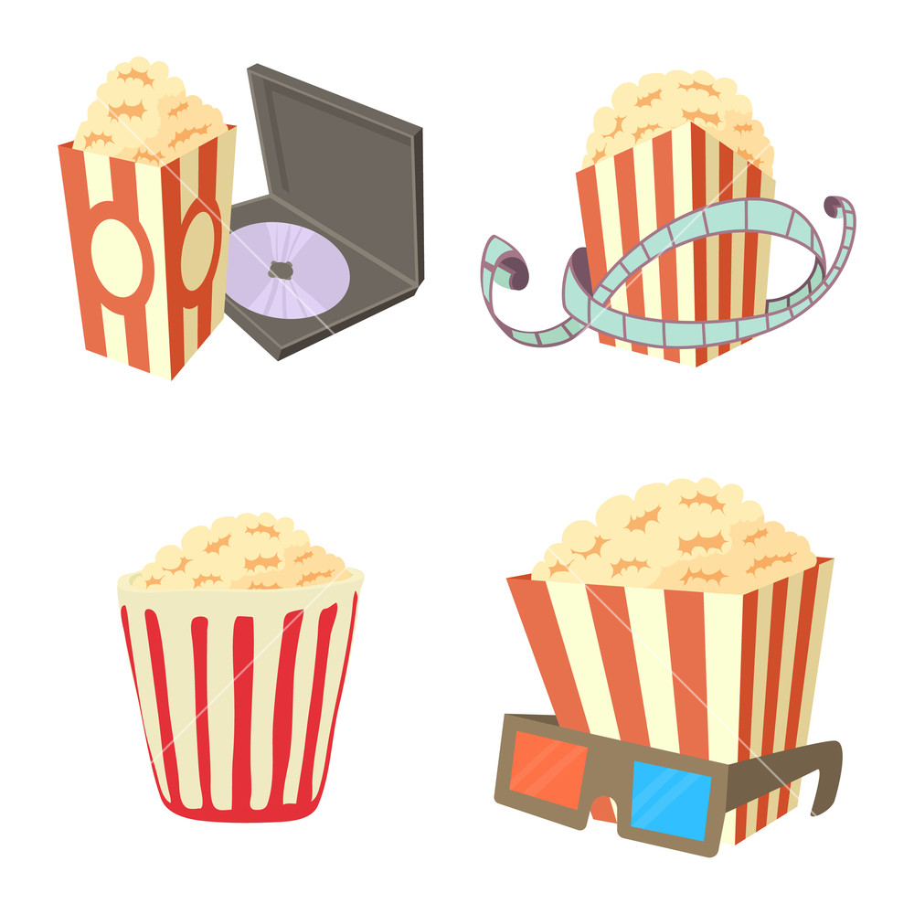 1000x1000 Popcorn Icon Set Cartoon Set Of Popcorn Vector Icons For Web