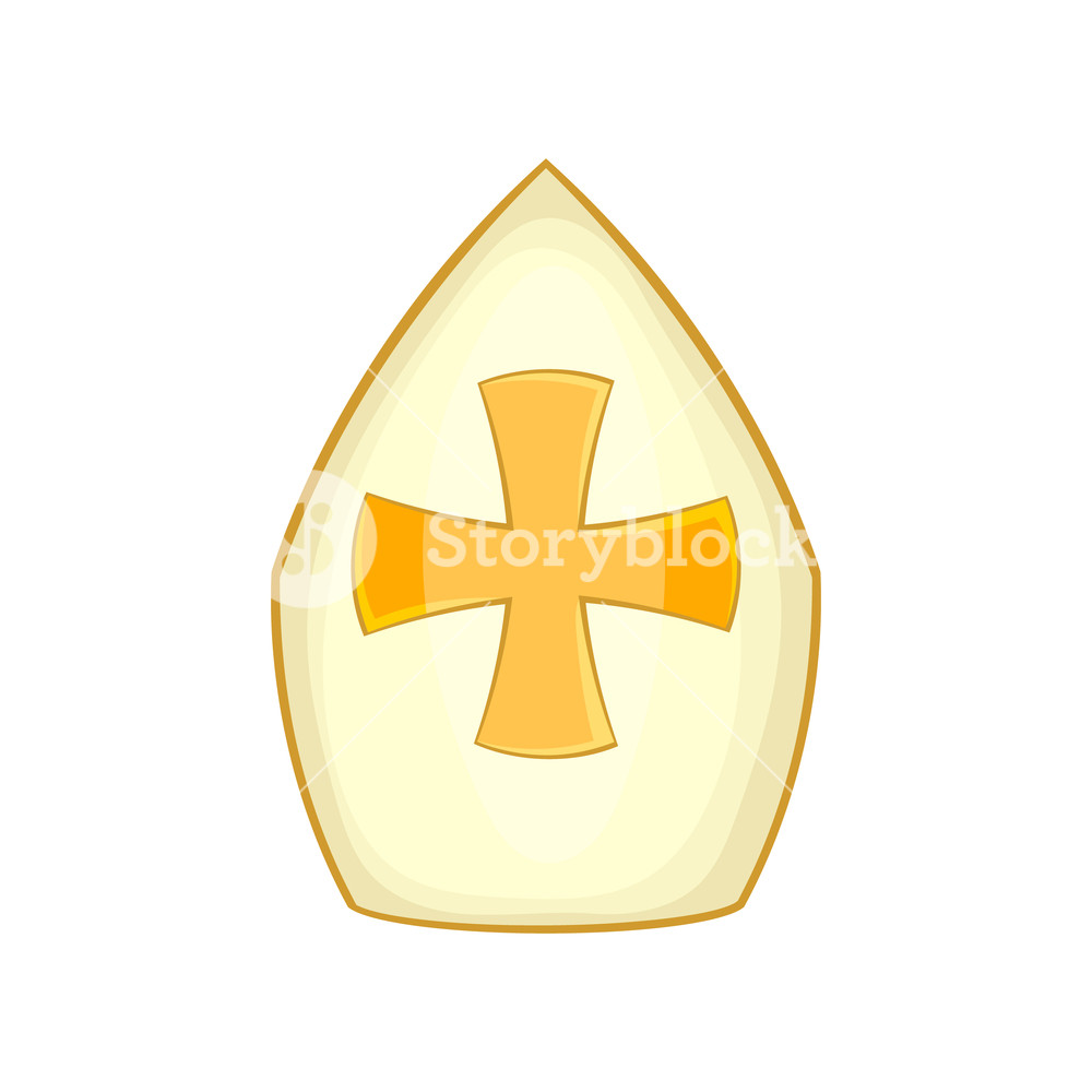 1000x1000 Pope Hat Icon In Cartoon Style Isolated On White Background Vector