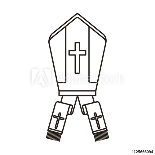 500x500 Pope Hat With Religious Cross Icon Over White Background Vector