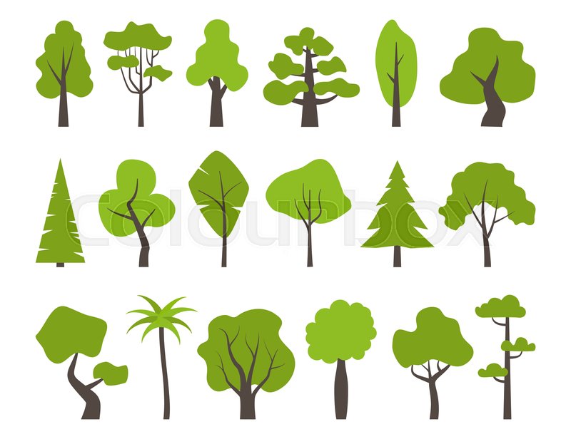 800x616 Big Set Of Various Trees Tree Icons Stock Vector Colourbox
