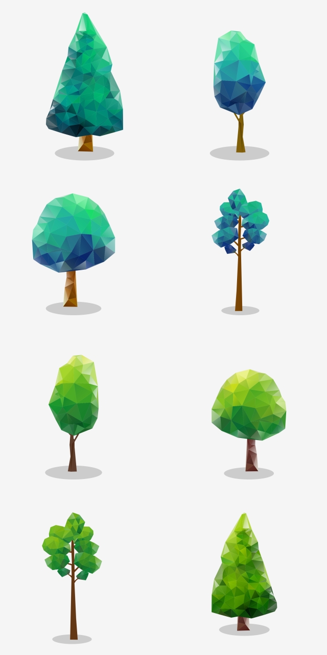 640x1280 Lowpoly Species Pine Poplar Cartoon, Low Polygon, Three