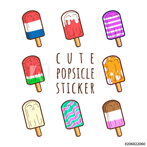 Cute Popsicle Vector Sticker Set Cartoon Collection 500x500 Cute Popsicle Vector Sticker Set Cartoon Collection