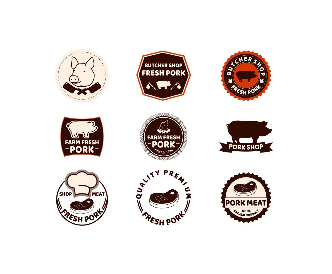 1136x936 Meat And Butcher Label Vectors Vector Art Graphics