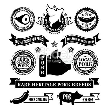 380x375 Natural Organic Pork Badges Banners Royalty Free Stock Vector