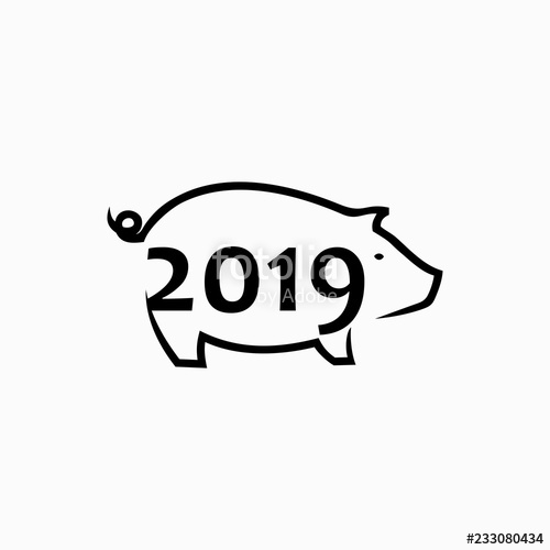 500x500 Pig Fork China New Year Logo Vector Stock Image And Royalty