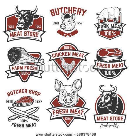 450x470 Set Of Meat Store, Fresh Meat Labels Quality Design Elements