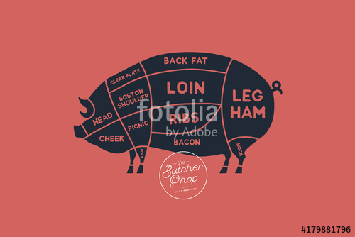 500x334 Meat Cuts Diagrams For Butcher Shop Scheme Of Pork Animal