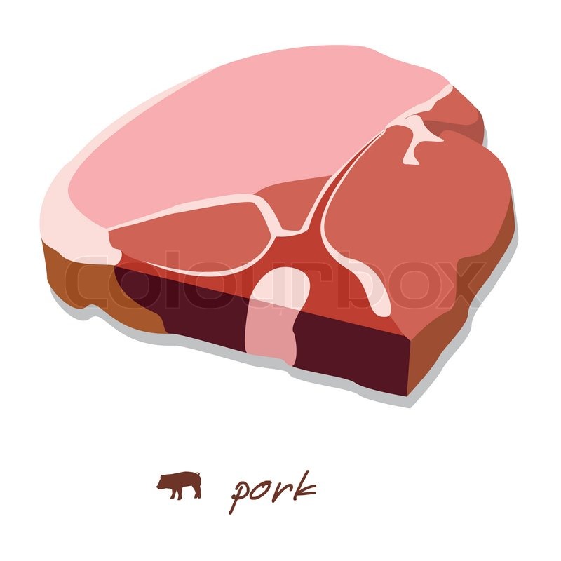 800x800 One Stice Of Pork With White Stock Vector Colourbox