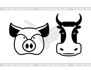 300x230 Pig And Cow Icons Head Farm Animal Stencil Pork