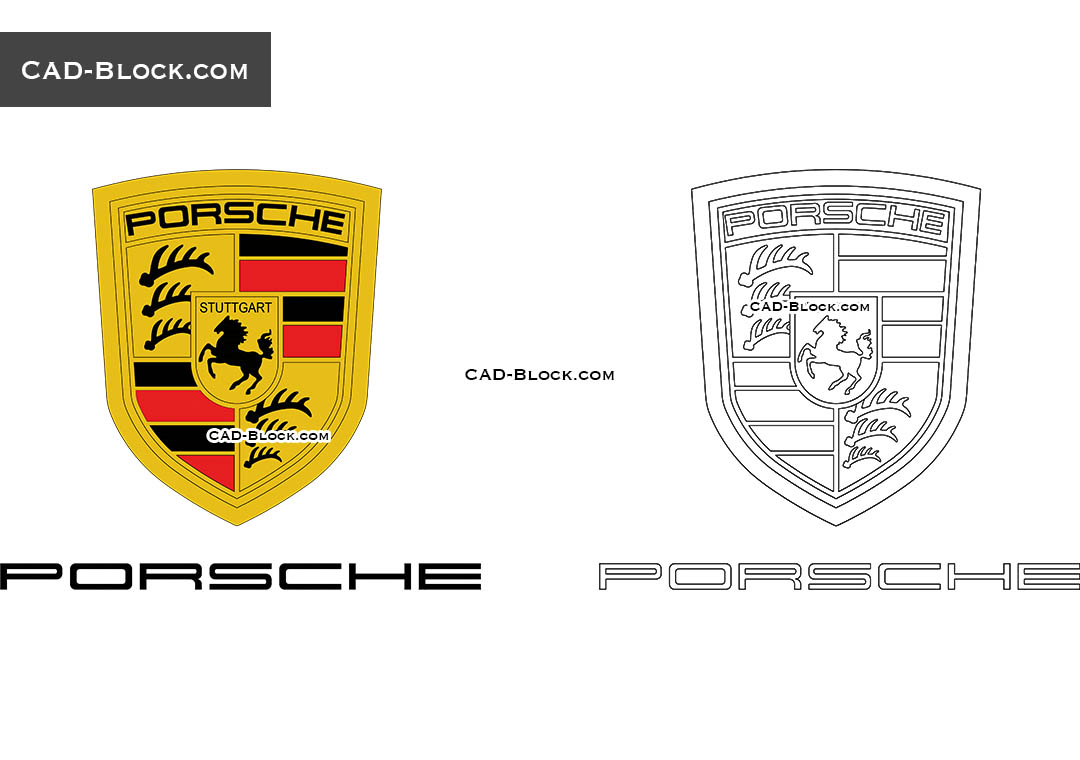 1080x760 Porsche Logo Autocad, Vector In Dwg
