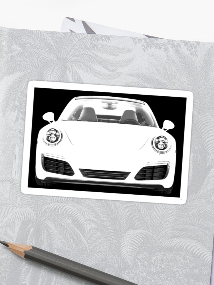 750x1000 Simplistic Black And White Porsche Vector Sticker