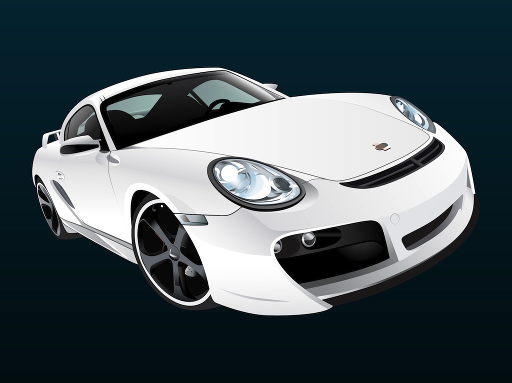 1024x766 White Porsche Vector Art Graphics