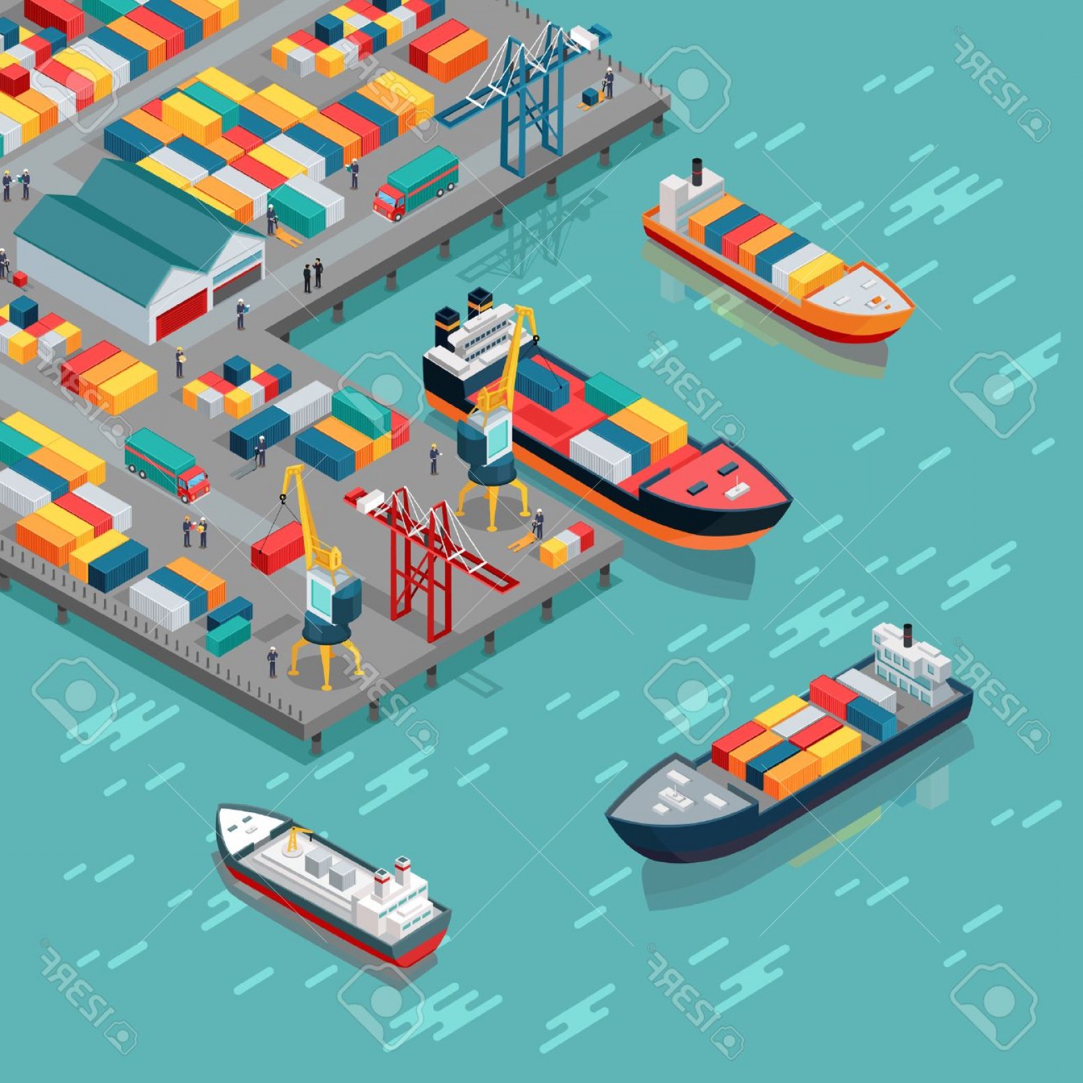 1560x1560 Photostock Vector Warehouse Port Vector Concept Isometric