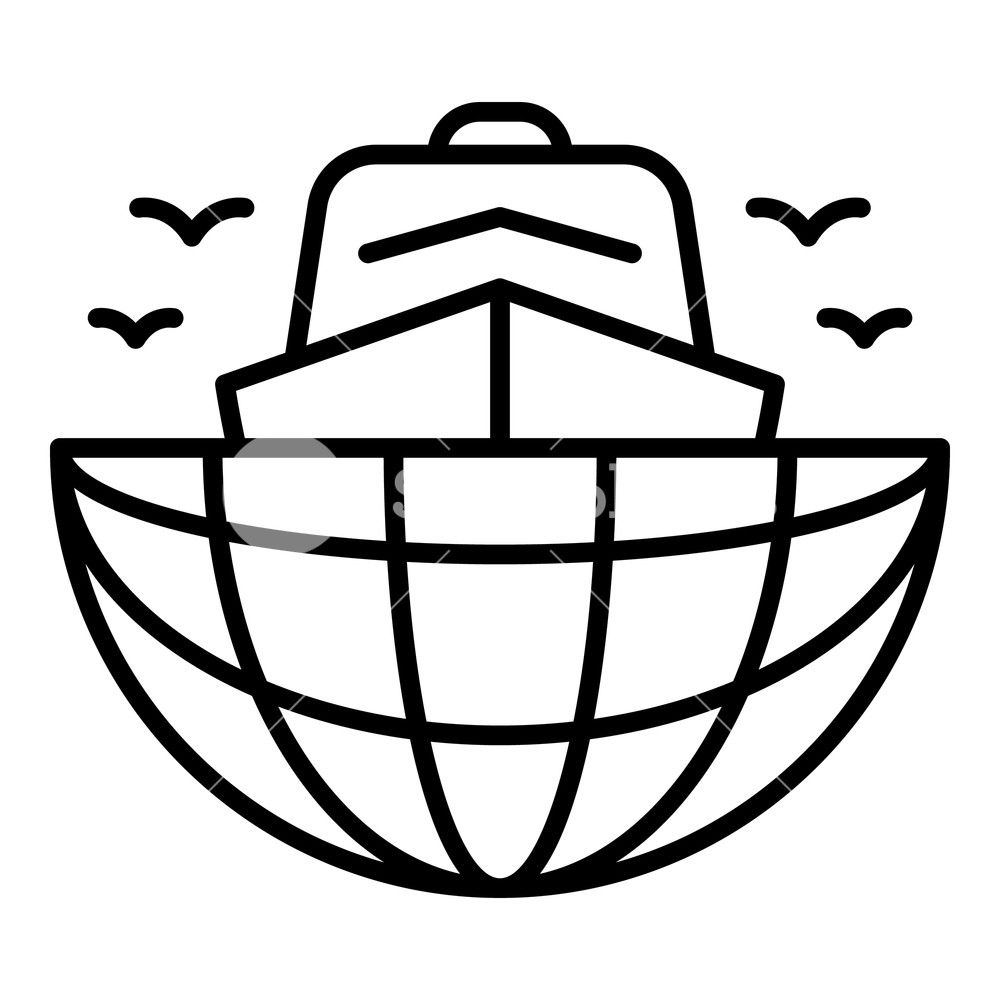 1000x1000 Ship In Global Port Icon Outline Ship In Global Port Vector Icon