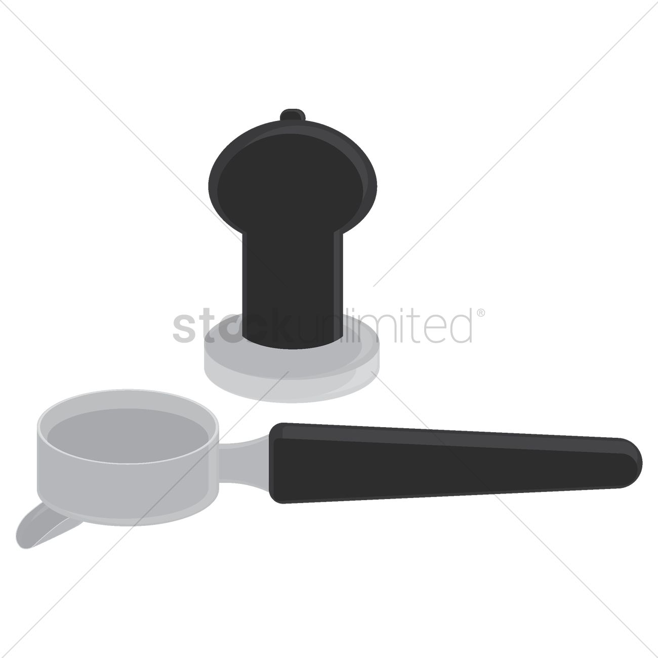 Coffee Portafilter And Tamper Vector Image 1300x1300 Coffee Portafilter And Tamper Vector Image