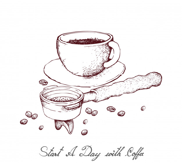 Hand Drawn Of Hot Coffee With Portafilter Vector Premium Download 626x563 Hand Drawn Of Hot Coffee With Portafilter Vector Premium Download