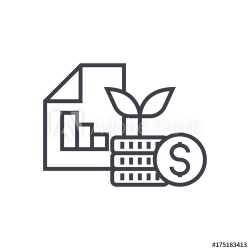 500x500 Investment Portfolio Vector Line Icon, Sign, Illustration On White