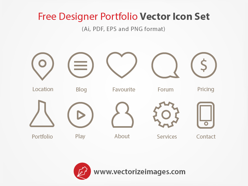 800x600 Free Designer Portfolio Vector Icon Set