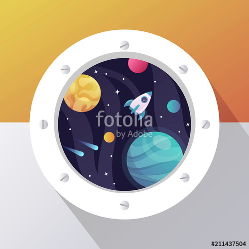 500x500 Space Porthole Vector Illustration Universe Stock Image