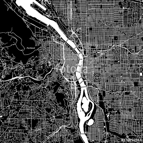500x500 Portland, Oregon Downtown Vector Map Stock Image And Royalty