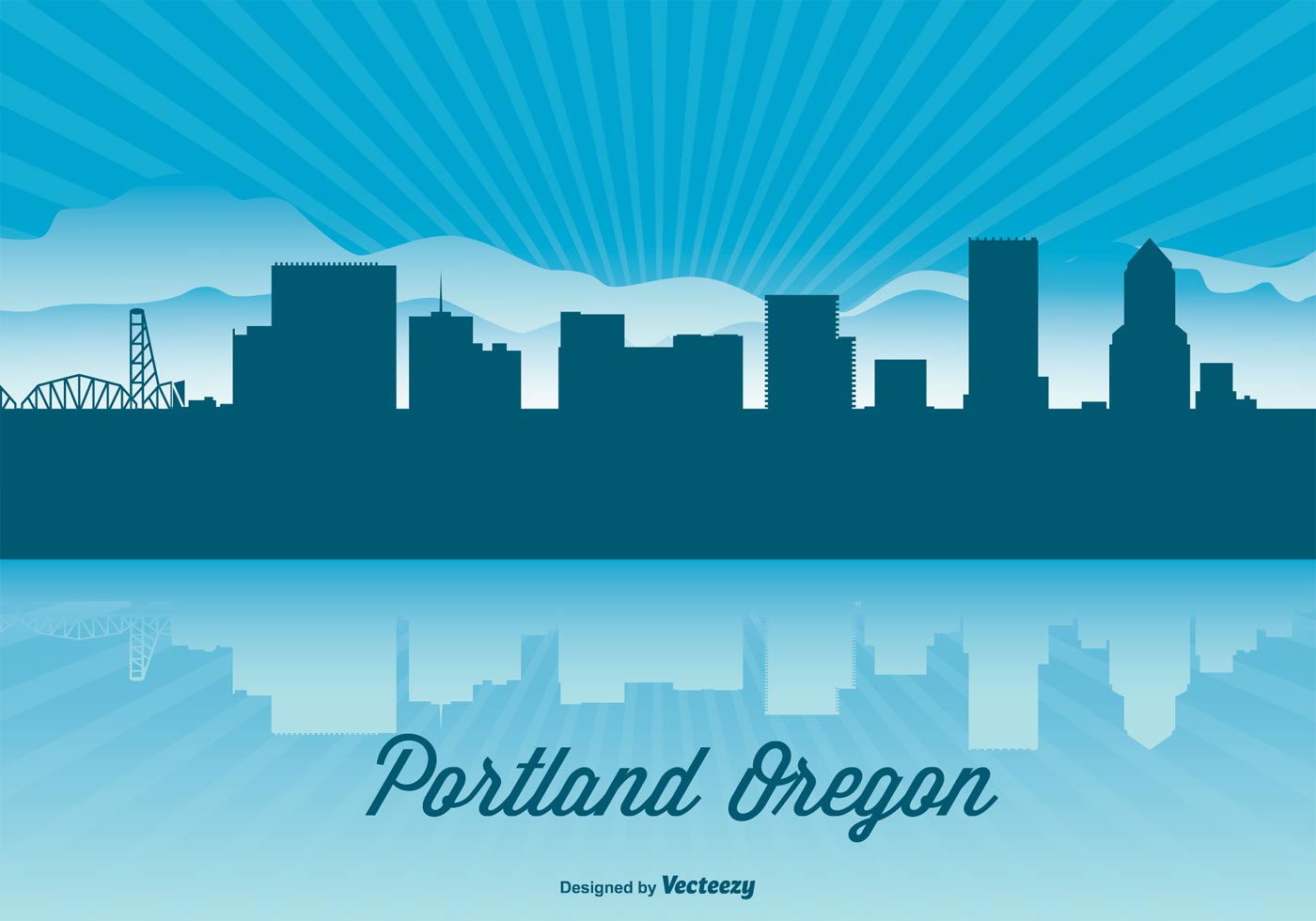 1400x980 Free Vector Portland Oregon Skyline Illustration