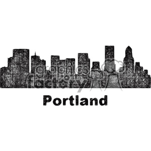 300x300 Black And White City Skyline Vector Clipart Usa Portland Royalty
