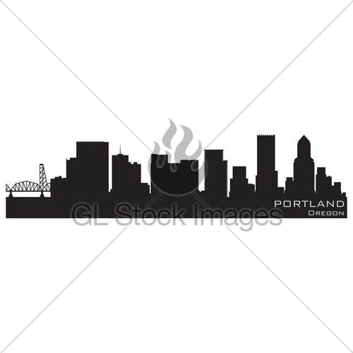500x500 Portland, Oregon Skyline Detailed Vector Silhouette Gl Stock Images
