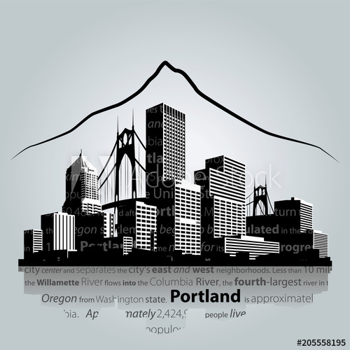 500x500 Portland City Skyline Vector Illustration