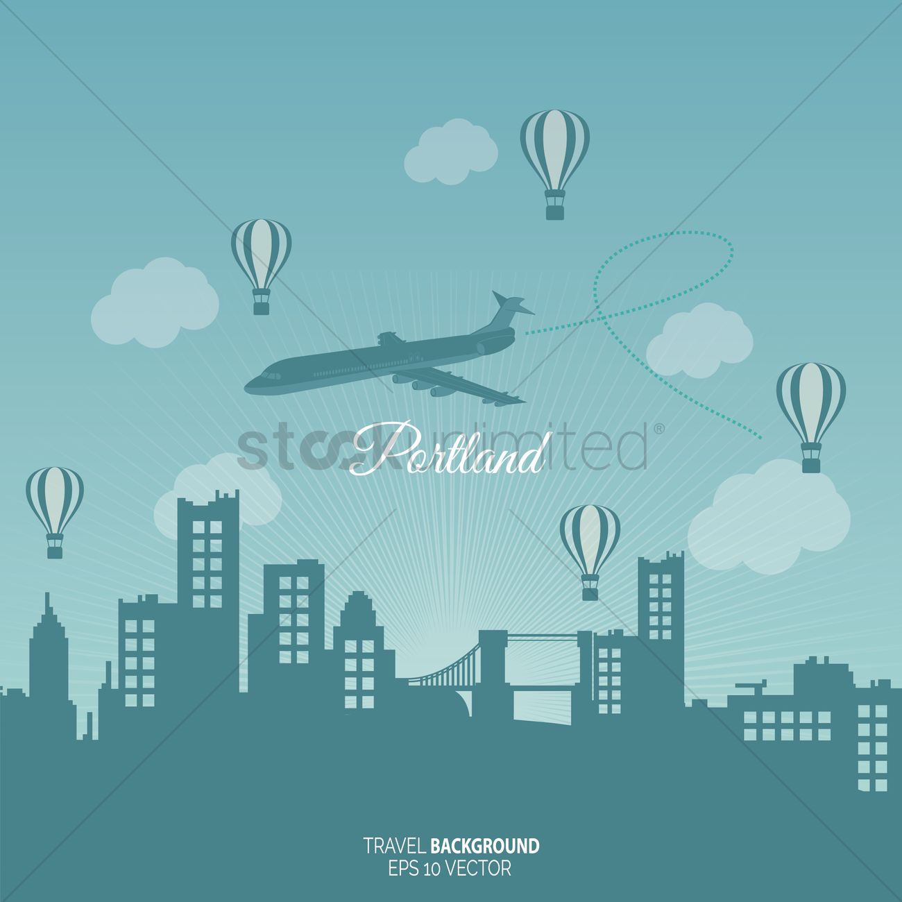 1300x1300 Portland Travel Background Vector Image