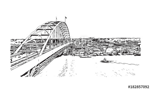 500x298 Sketch Illustration Of Famous Fremont Bridge, Portland, Oregon