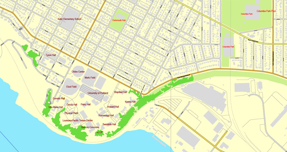 1000x529 Portland, Oregon + Vancouver, Washington, Us, Vector Map Adobe