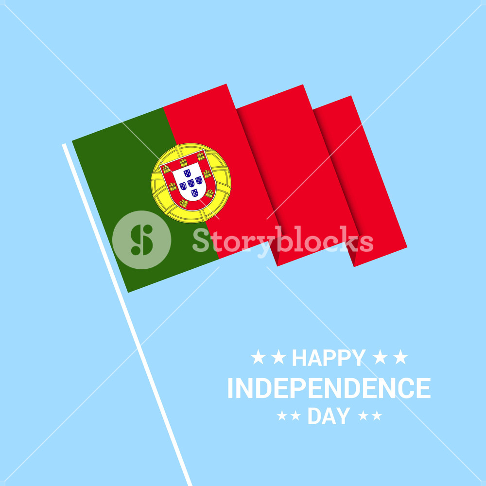1000x1000 Portugal Independence Day Typographic Design With Flag Vector