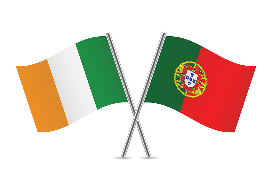 900x632 Ireland And Portugal Flags Vector Illustration Drawing