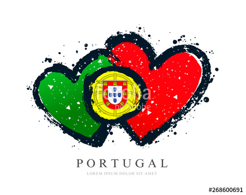 500x396 Portuguese Flag In The Form Of Two Hearts Vector Illustration