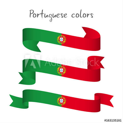 500x500 Set Of Three Modern Colored Vector Ribbon With The Portuguese