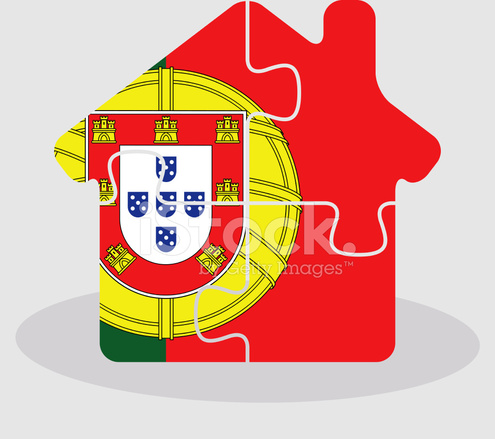 495x439 House Home Icon With Portuguese Flag In Puzzle Stock Vector