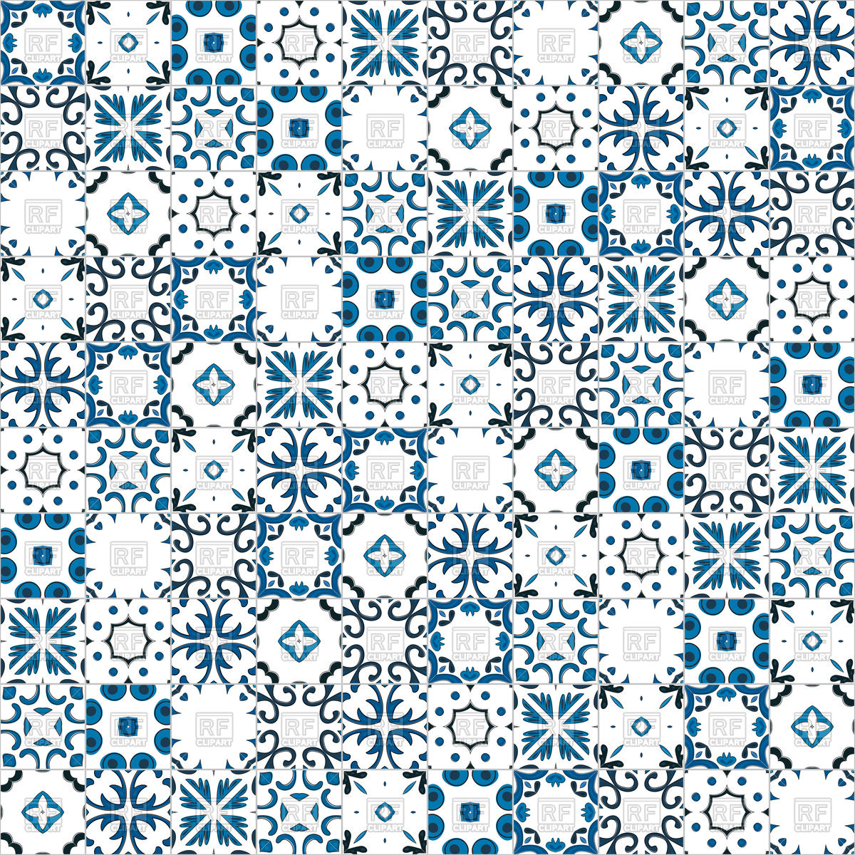 1200x1200 Portuguese Tiles With Different Mosaic Squares Vector Image