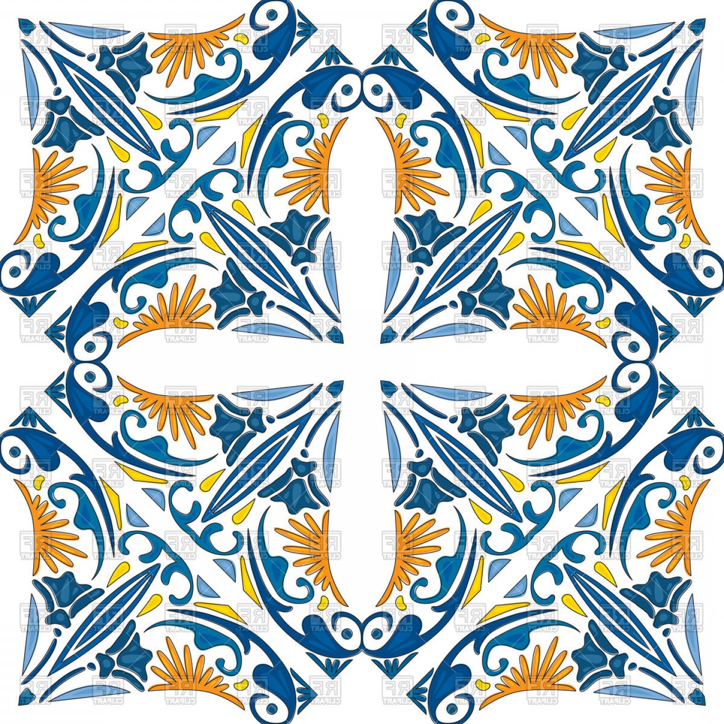 1440x1440 Seamless Pattern In Traditional Style Like Portuguese Tiles Vector