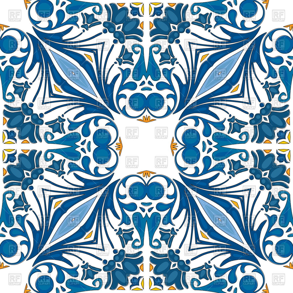 1200x1200 Seamless Blue Pattern In Traditional Style