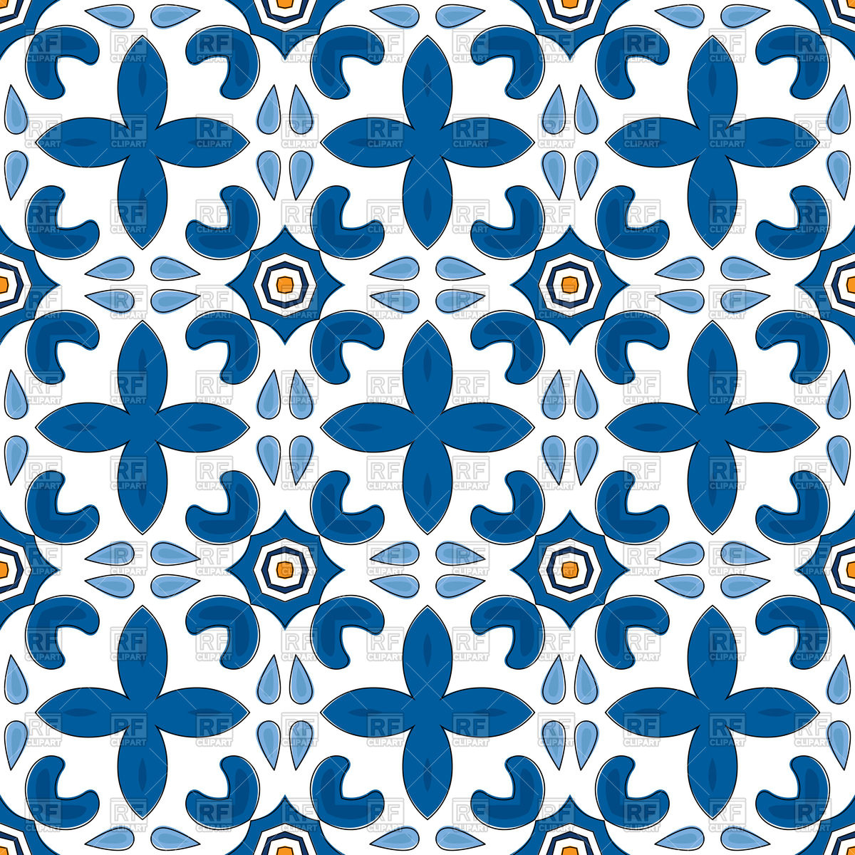 1200x1200 Seamless Blue Pattern With Crosses In Traditional Style