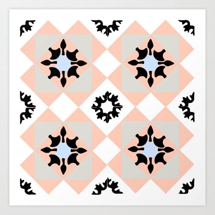 700x700 Portuguese Tiles Pattern Vector Art Print