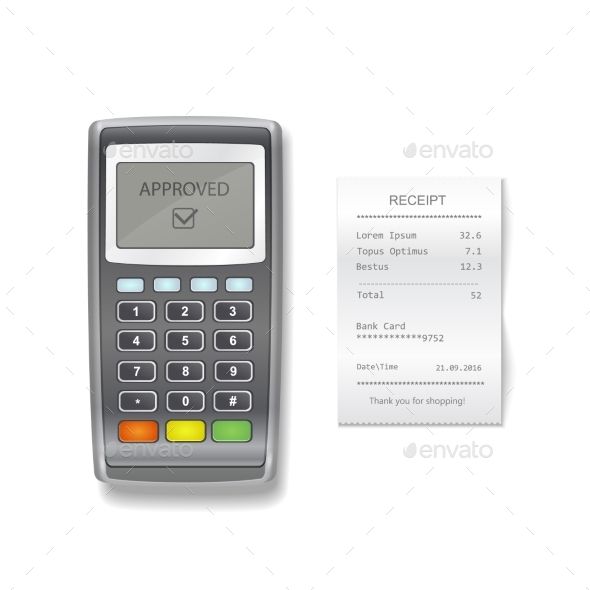 590x590 Pos Terminal And Sales Printed Receipt Vector Payment Terminal