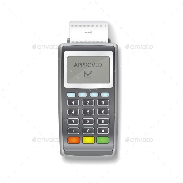 590x590 Pos Terminal Terminal Printing A Receipt Realistic Vector
