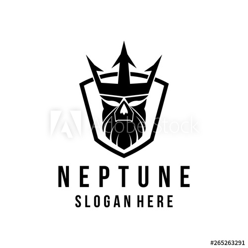 500x500 Neptune Logo Design In Shield Vector Illustration Poseidon Logo